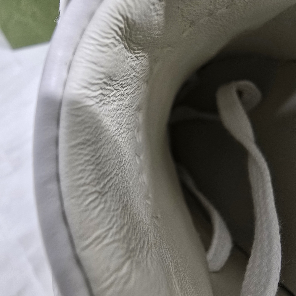 Gucci White Leather Low-Top Sneakers with Perforated G - Picture 8 of 12